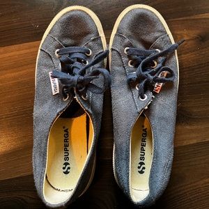 Blue suede Superga sneakers